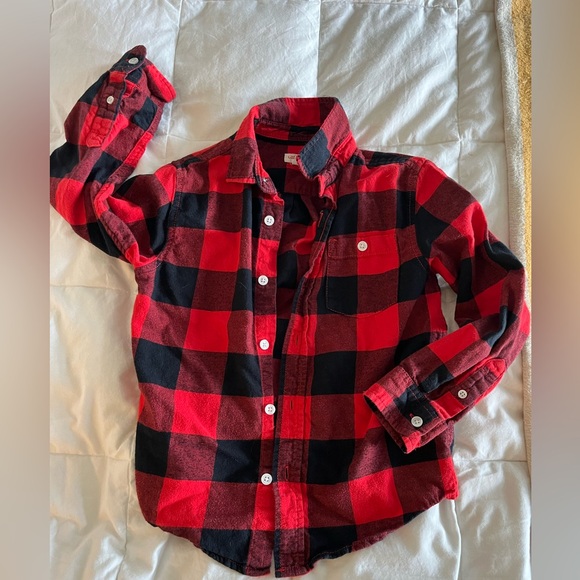 Cat & Jack kids buffalo check red and black button down shirt - Picture 3 of 4